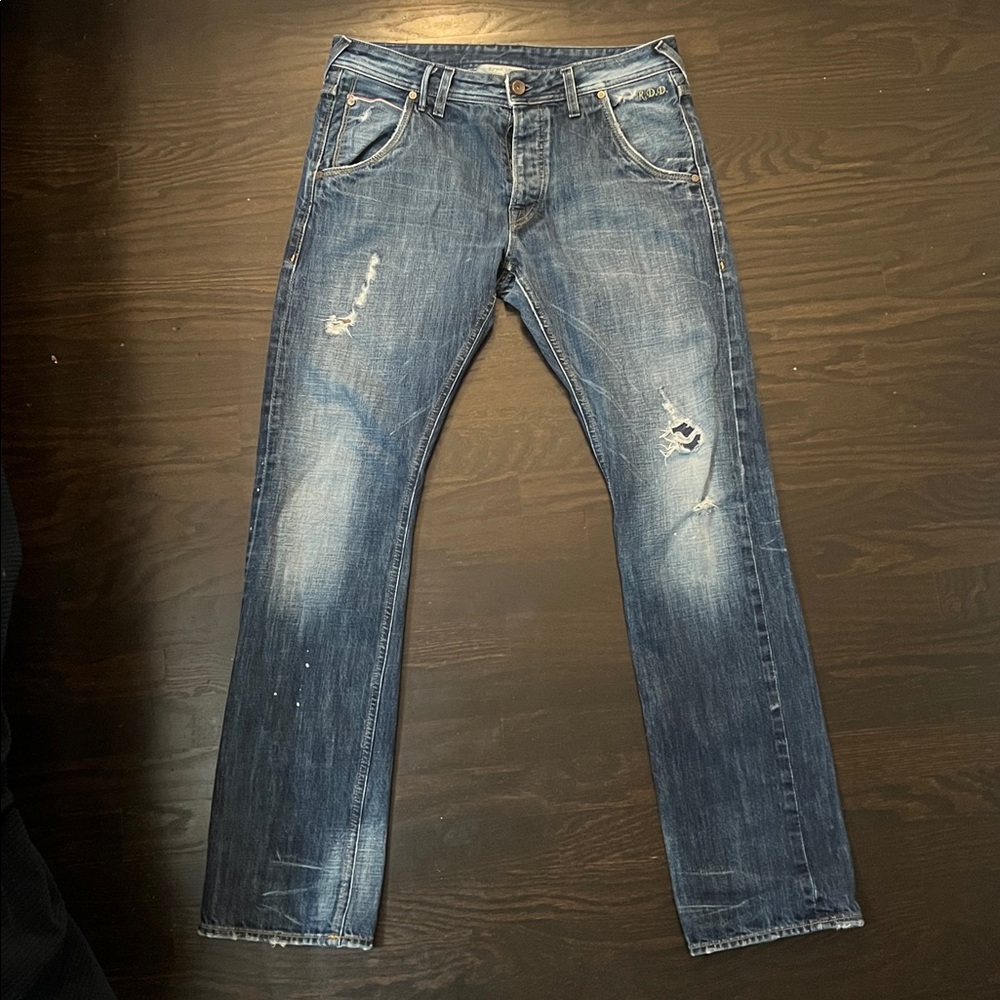 RDD by JACK & JONES | Travis Kay selvage button fly distressed denim jeans 34